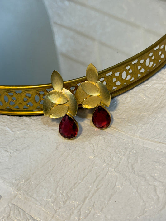 Ruby Leaf Earrings