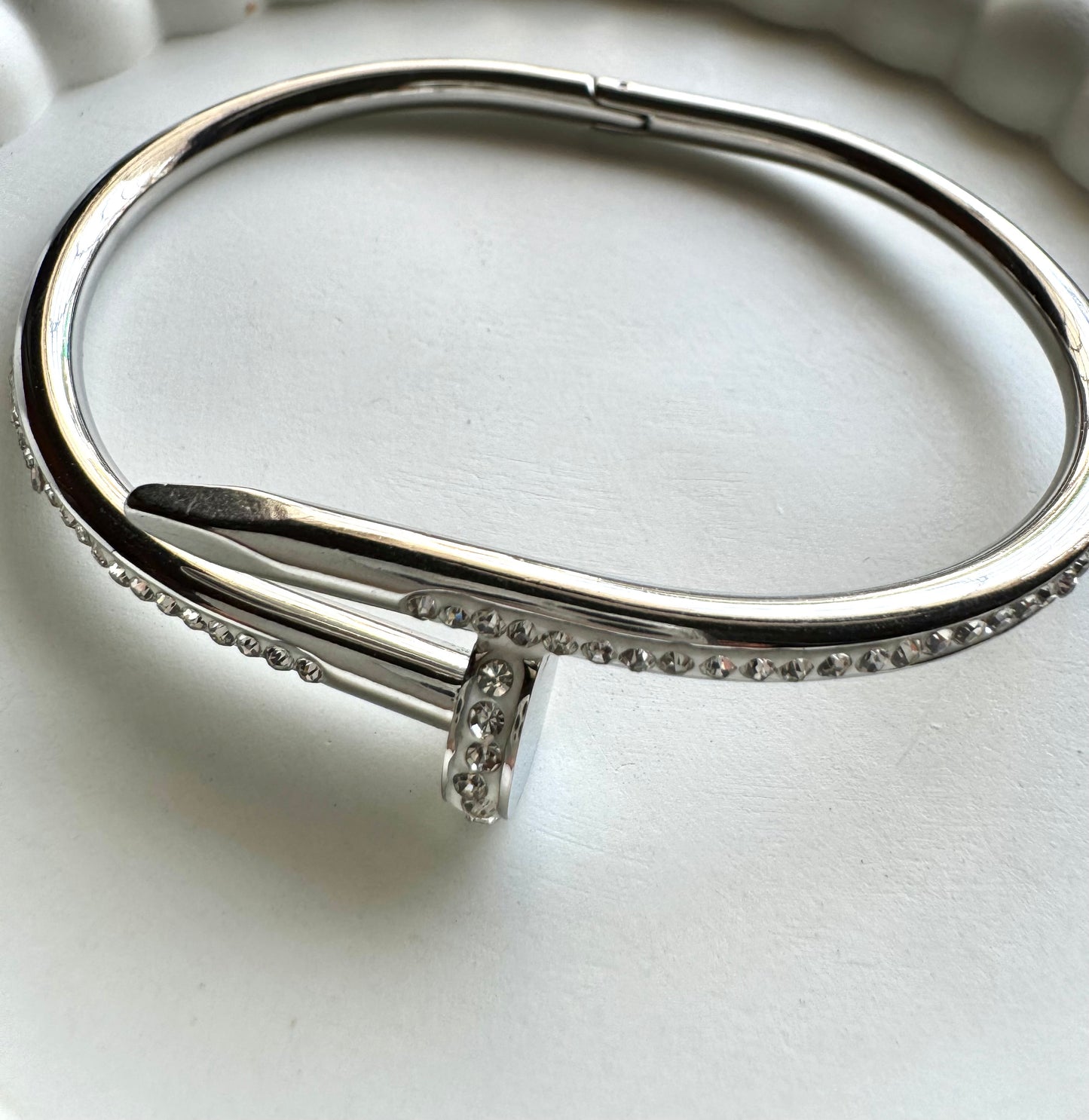 Anti Tarnish AD Silver Nail Bracelet