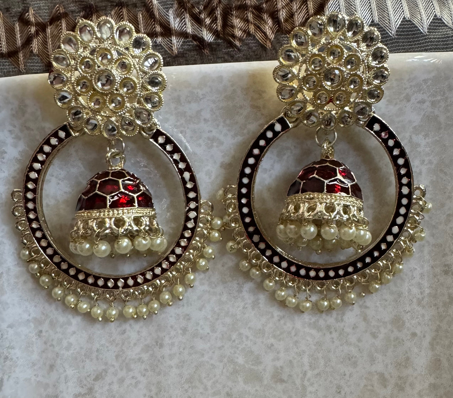 Maroon Roshan Earrings