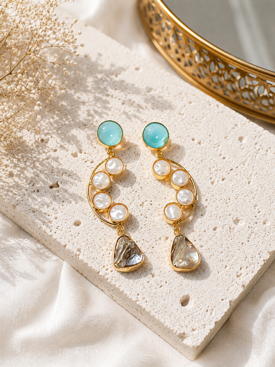 Blue Ornate Earrings