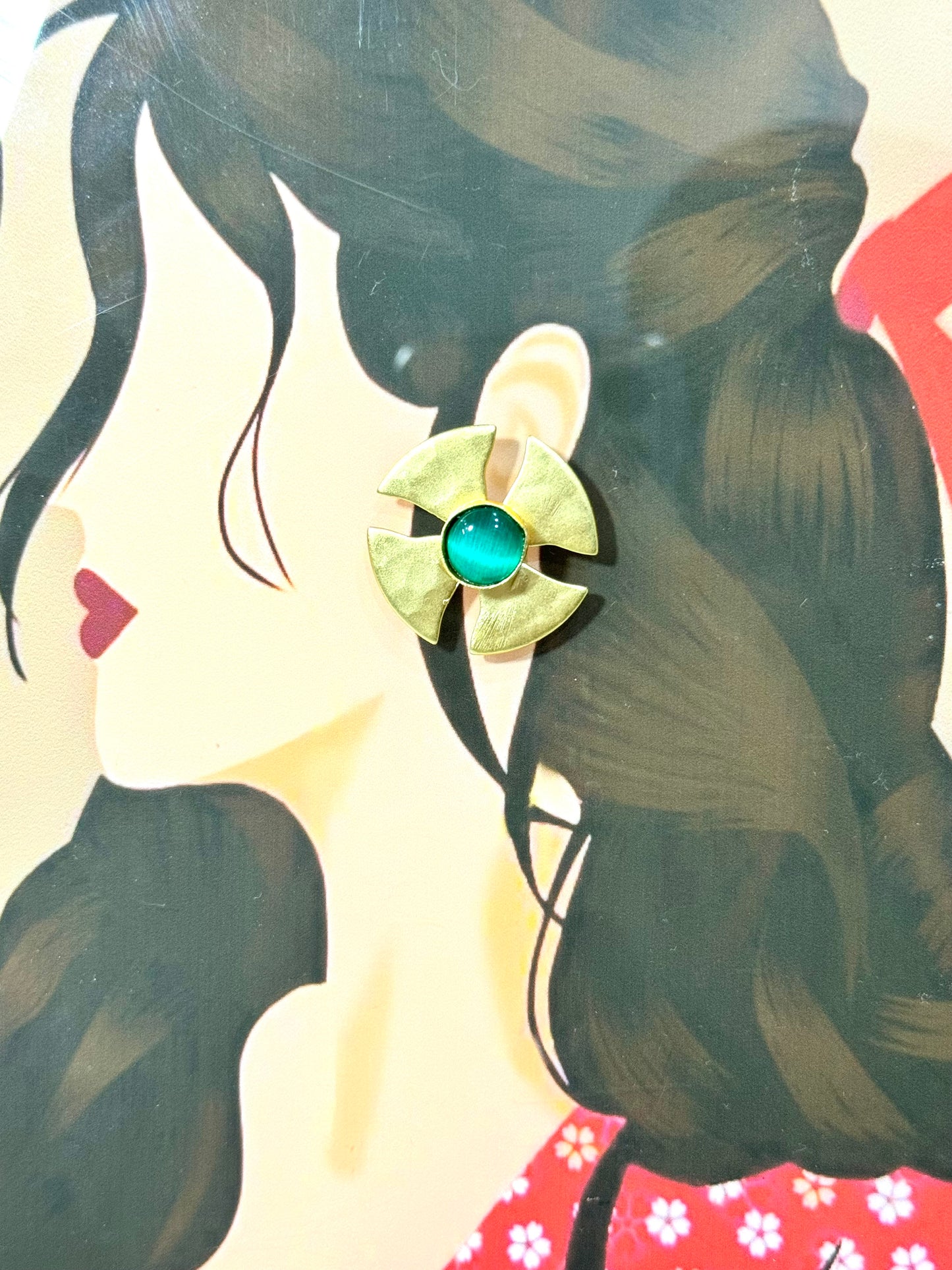 Teal Spinner Earrings