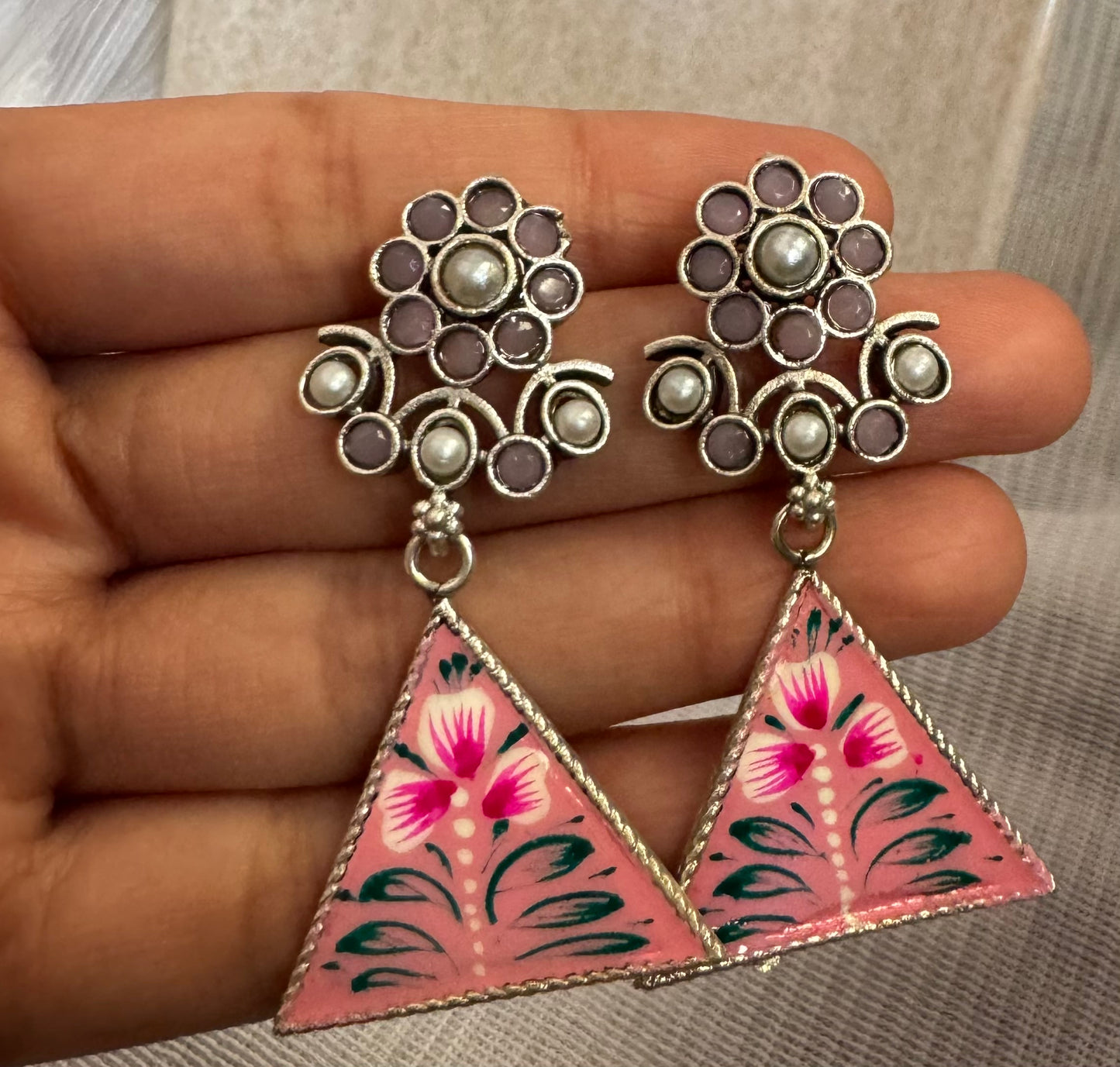 Pink Meena Earrings