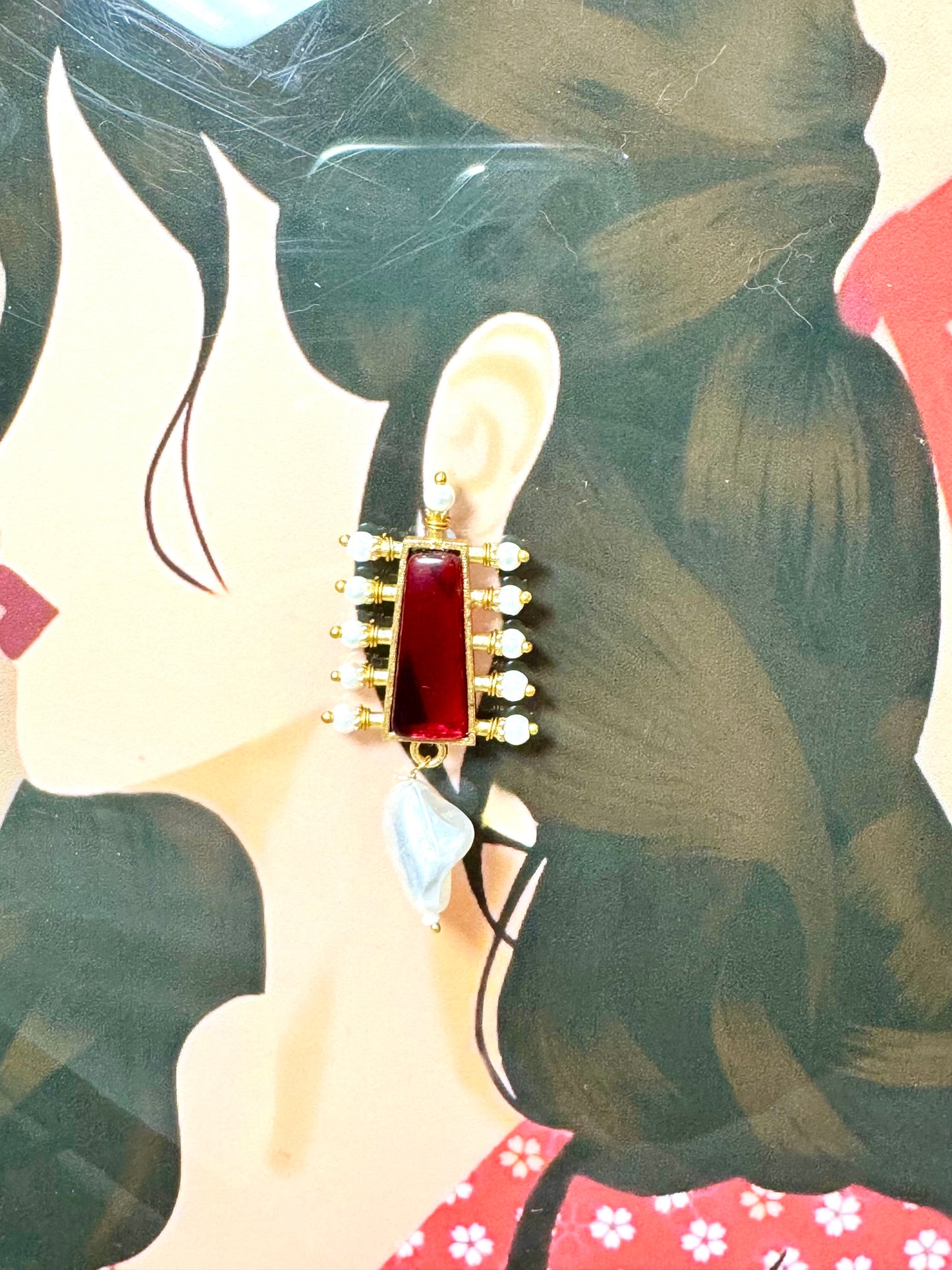 Ruby Linear Drop Earrings