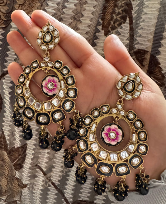 Black Kundan Earrings